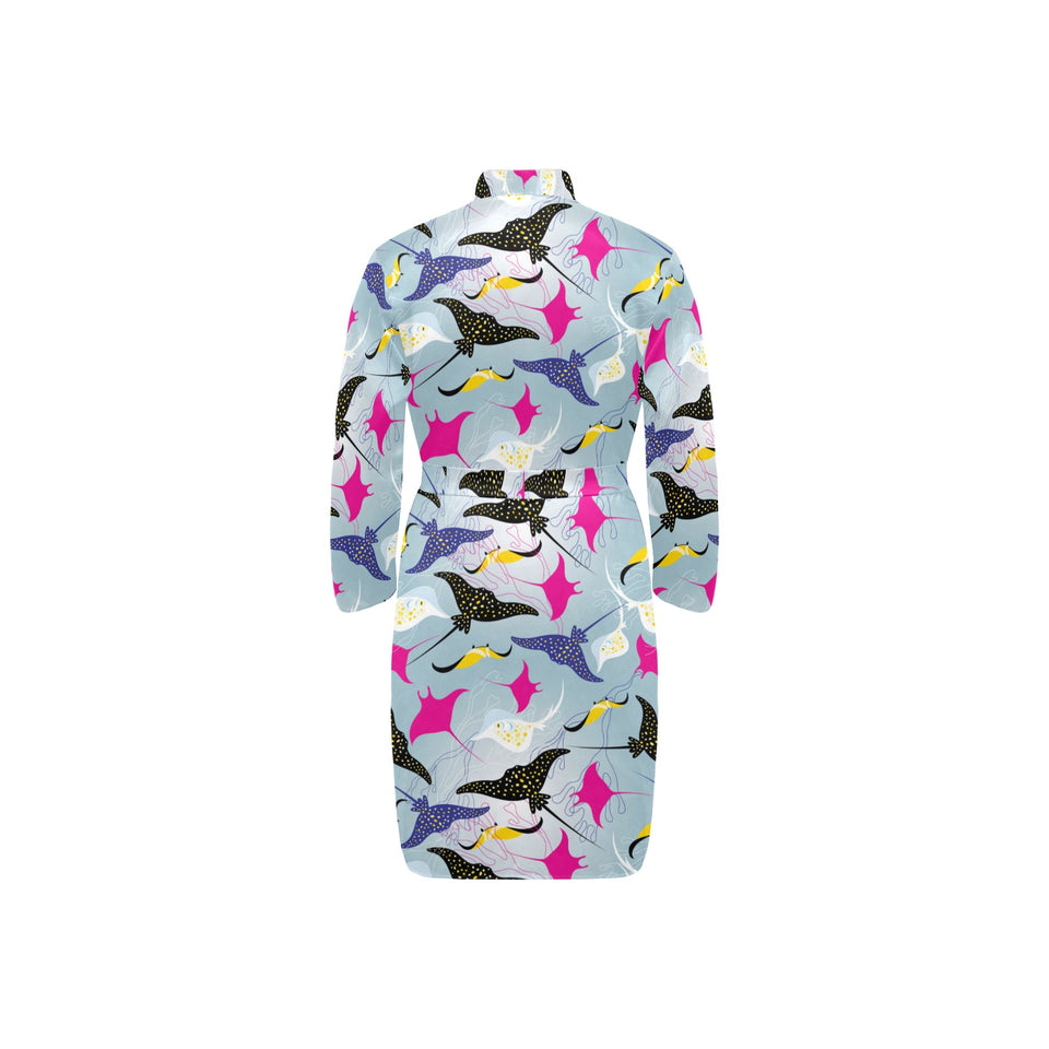 Stingray Pattern Print Design 01 Men's Long Sleeve Belted Night Robe