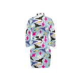 Stingray Pattern Print Design 01 Men's Long Sleeve Belted Night Robe