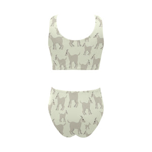 Little young goat pattern Chest Bowknot High Waisted Bikini Swimsuit