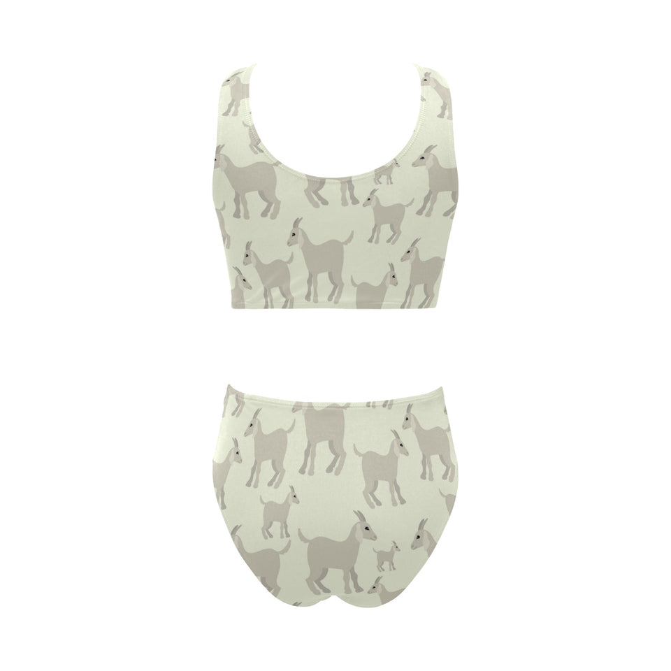Little young goat pattern Chest Bowknot High Waisted Bikini Swimsuit
