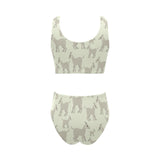 Little young goat pattern Chest Bowknot High Waisted Bikini Swimsuit