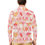 Hand drawn heart design pattern Men's Long Sleeve Polo Shirt