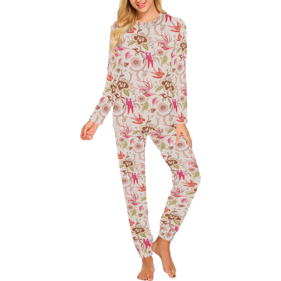 Swallow Pattern Print Design 01 Women's All Over Print Pajama Set
