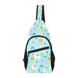 Llama alpaca cactus leaves pattern All Over Print Chest Bag