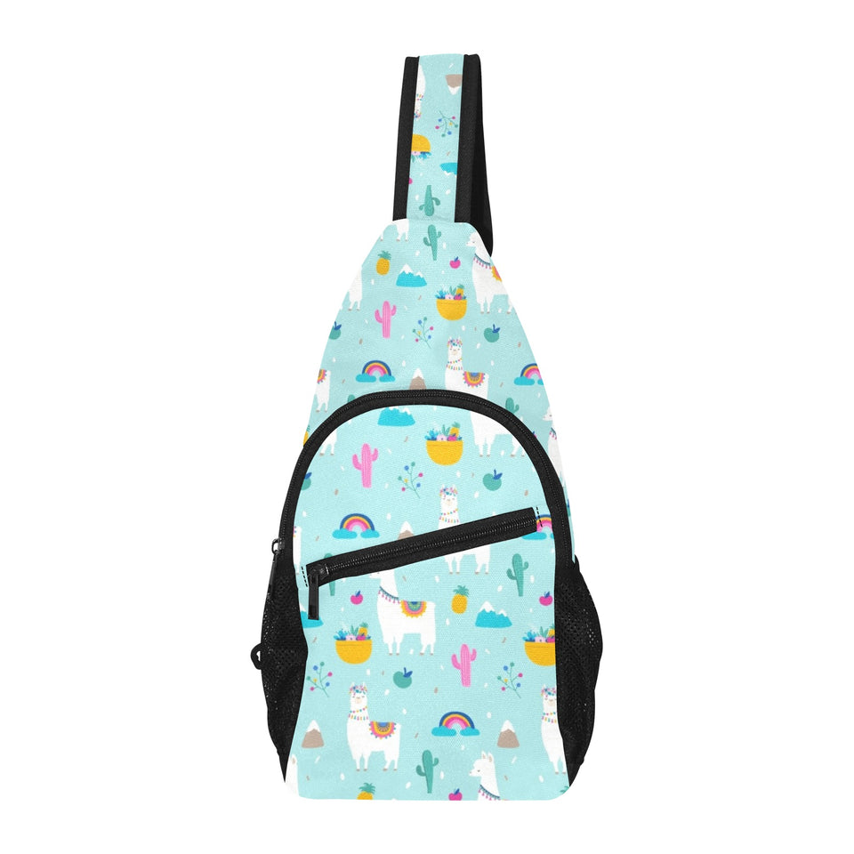 Llama alpaca cactus leaves pattern All Over Print Chest Bag