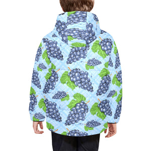 Watercolor grape pattern Kids' Boys' Girls' Padded Hooded Jacket