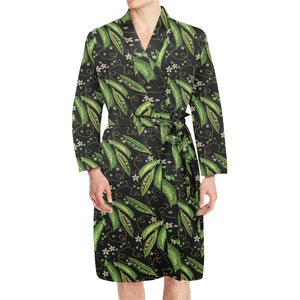 Green Peas Pattern Print Design 02 Men's Long Sleeve Belted Night Robe