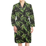 Green Peas Pattern Print Design 02 Men's Long Sleeve Belted Night Robe