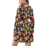 Goldfish Pattern Print Design 03 Women's Long Sleeve Belted Night Robe