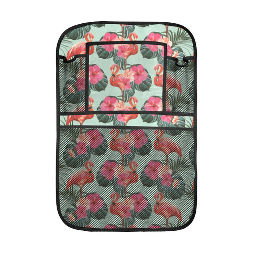 Beautiful flamingo tropical palm leaves hibiscus p Car Seat Back Organizer