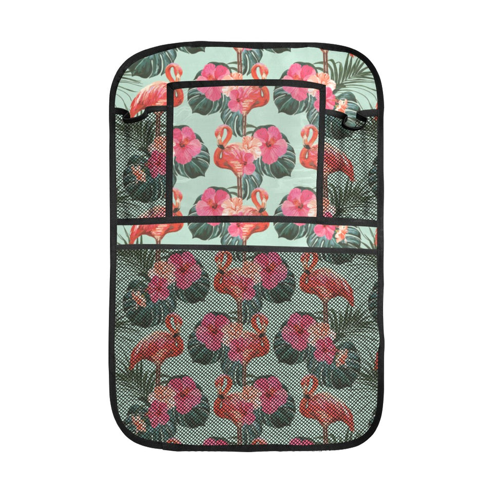 Beautiful flamingo tropical palm leaves hibiscus p Car Seat Back Organizer