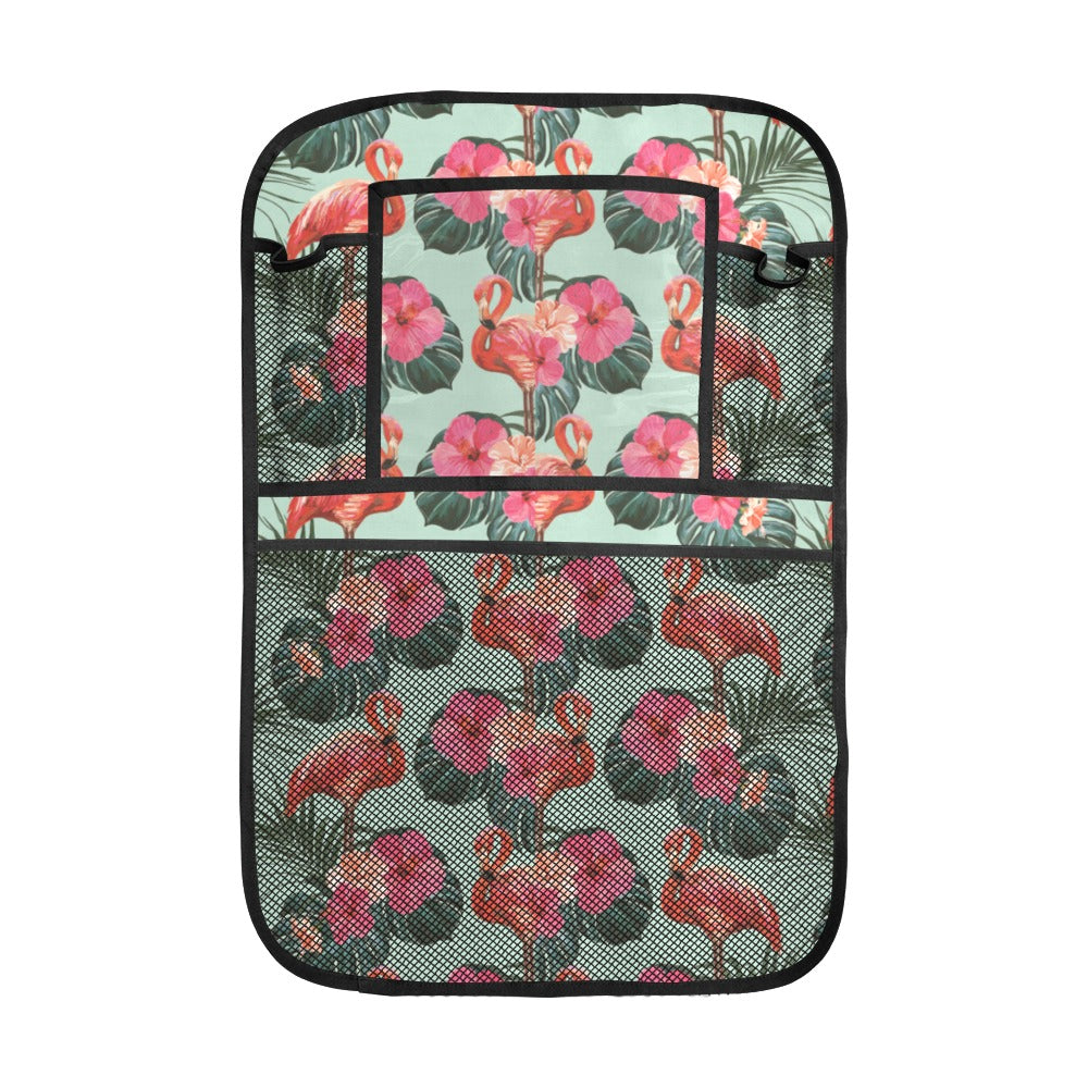 Beautiful flamingo tropical palm leaves hibiscus p Car Seat Back Organizer