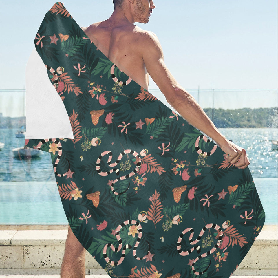 Snake forest pattern Beach Towel