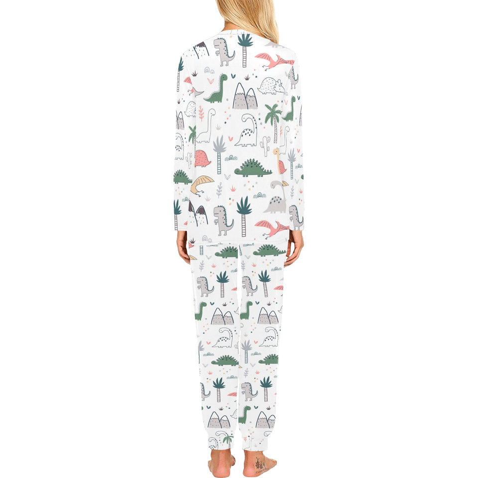 Cute cartoon dinosaurs tree pattern Women's All Over Print Pajama Set