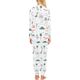 Cute cartoon dinosaurs tree pattern Women's All Over Print Pajama Set