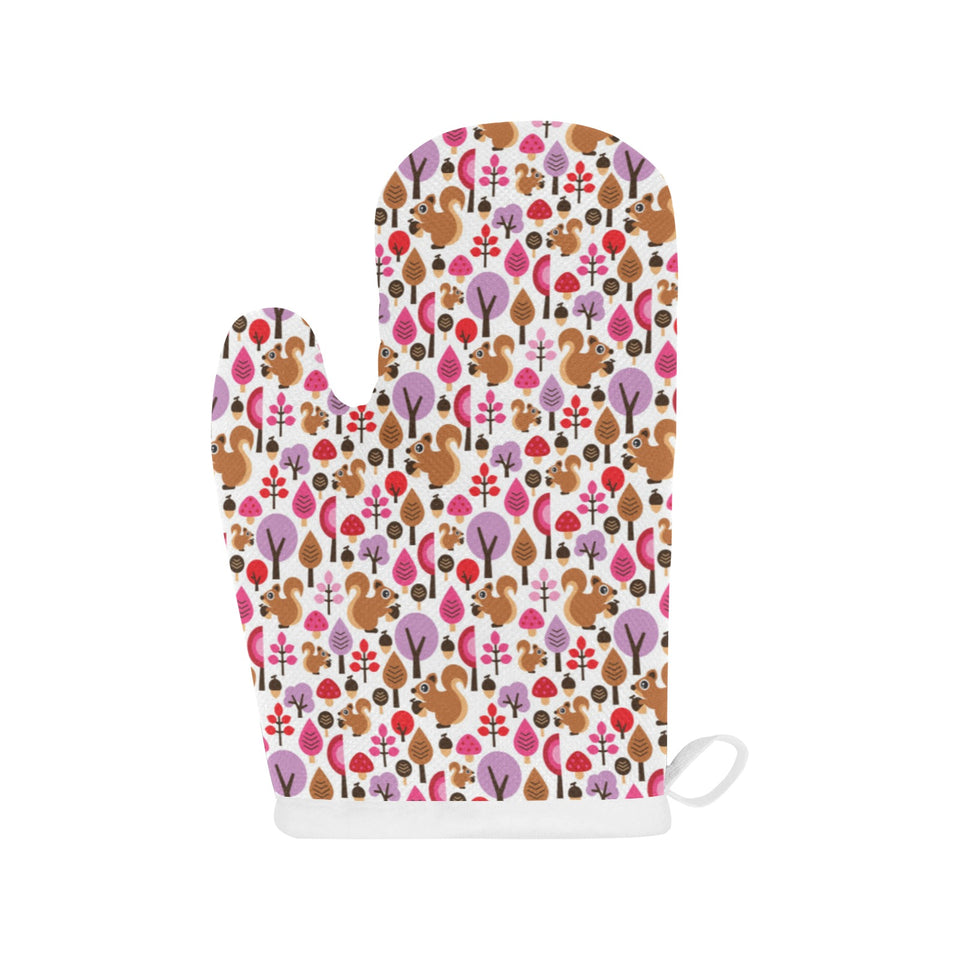 Squirrel Pattern Print Design 02 Heat Resistant Oven Mitts