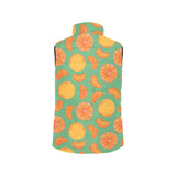 orange fruit pattern green background Women's Padded Vest