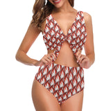 Fire flame symbol design pattern Chest Bowknot High Waisted Bikini Swimsuit