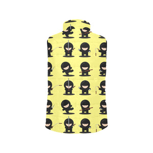 Cute ninja yellow background Men's Padded Vest