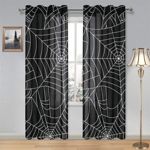 Spider web pattern Black background white cobweb Gauze Curtain
