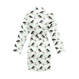 Pelican Pattern Print Design 02 Women's Long Sleeve Belted Night Robe