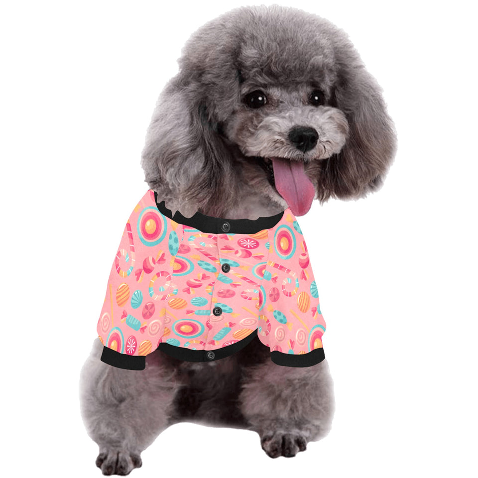 Colorful candy pattern All Over Print Pet Dog Round Neck Fuzzy Shirt