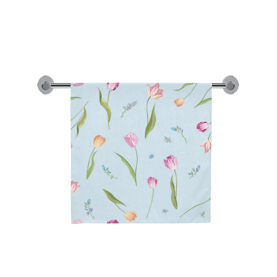 Watercolor Tulips pattern Bath Towel