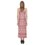Dachshund Nordic pattern V-Neck Open Fork Long Dress