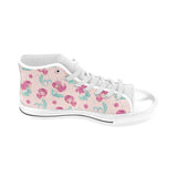 Cute little mermaid pattern Men's High Top Canvas Shoes White