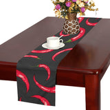 Chili peppers pattern black background Table Runner