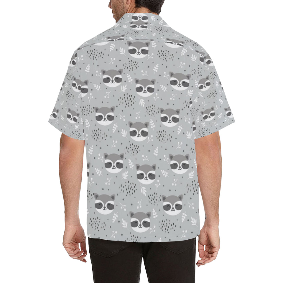Cute raccoons leaves dot Men's All Over Print Hawaiian Shirt