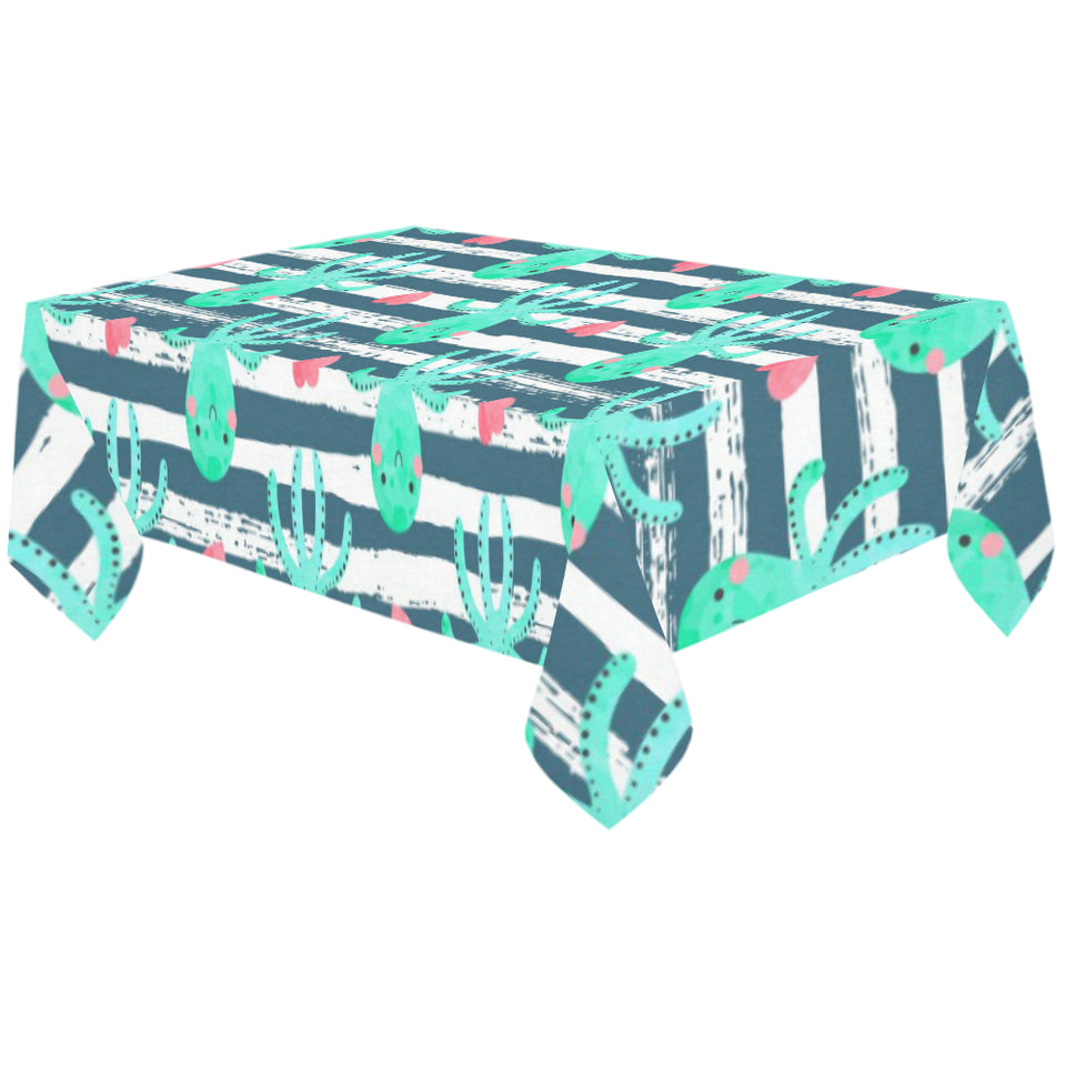 Cute octopuses heart striped background Tablecloth