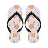 cute onions smiling faces purple background Unisex Flip Flops