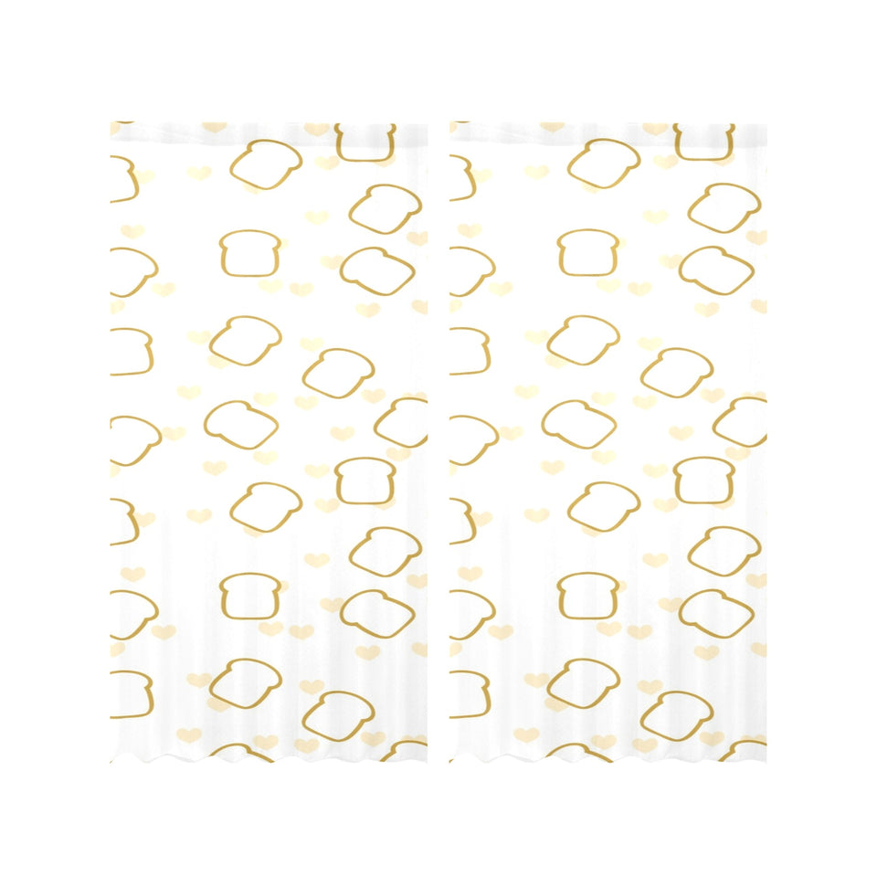 Bread Toast Pattern Print Design 01 Gauze Curtain