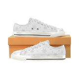 Snowflake pattern white background Women's Low Top Canvas Shoes White