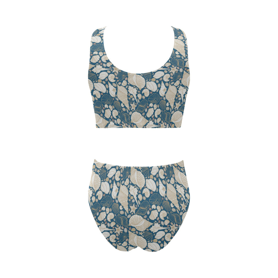 Sea turtle Polynesian Tribal design pattern Chest Bowknot High Waisted Bikini Swimsuit