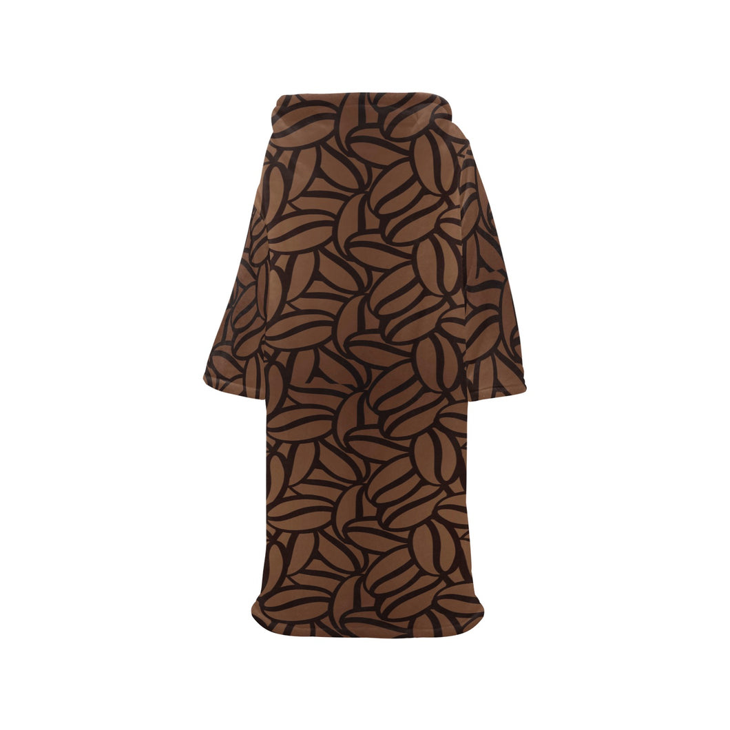 coffee bean pattern Blanket Robe with Sleeves