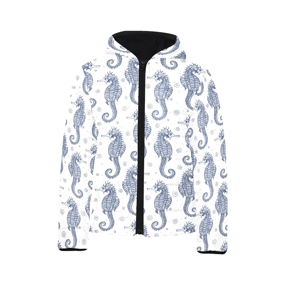 Seahorse pattern background Kids' Boys' Girls' Padded Hooded Jacket