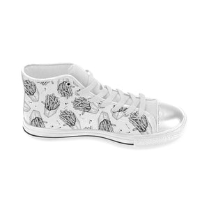 Hand drawn french fries pattern Women's High Top Canvas Shoes White