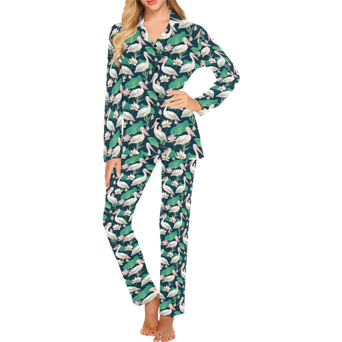 Pelican Pattern Print Design 03 Women's Long Pajama Set