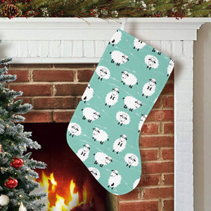 Cute sheep green background Christmas Stocking