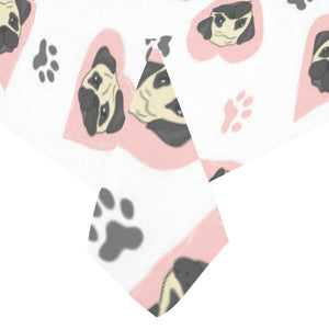 Cute pugs pink heart paw pattern Tablecloth