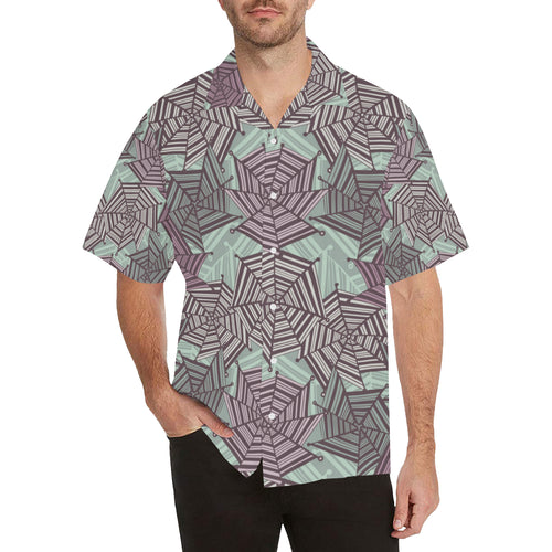 Spider web cobweb design color pattern Men's All Over Print Hawaiian Shirt