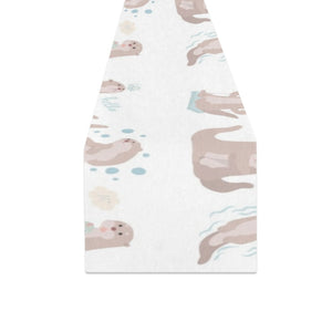 Cute sea otters pattern Table Runner