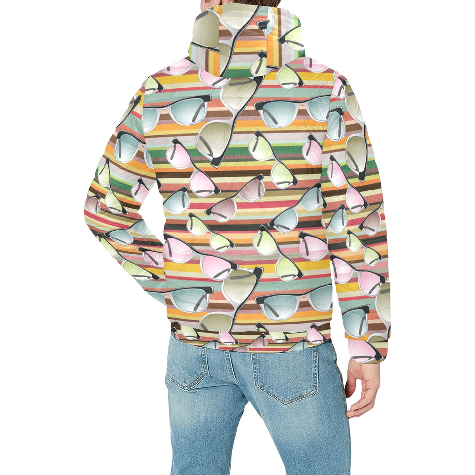 Sun Glasses Pattern Print Design 02 Men's Padded Hooded Jacket