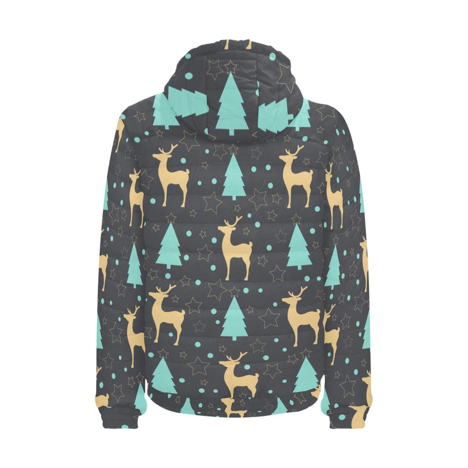 Deers star tree pattern Men's Padded Hooded Jacket