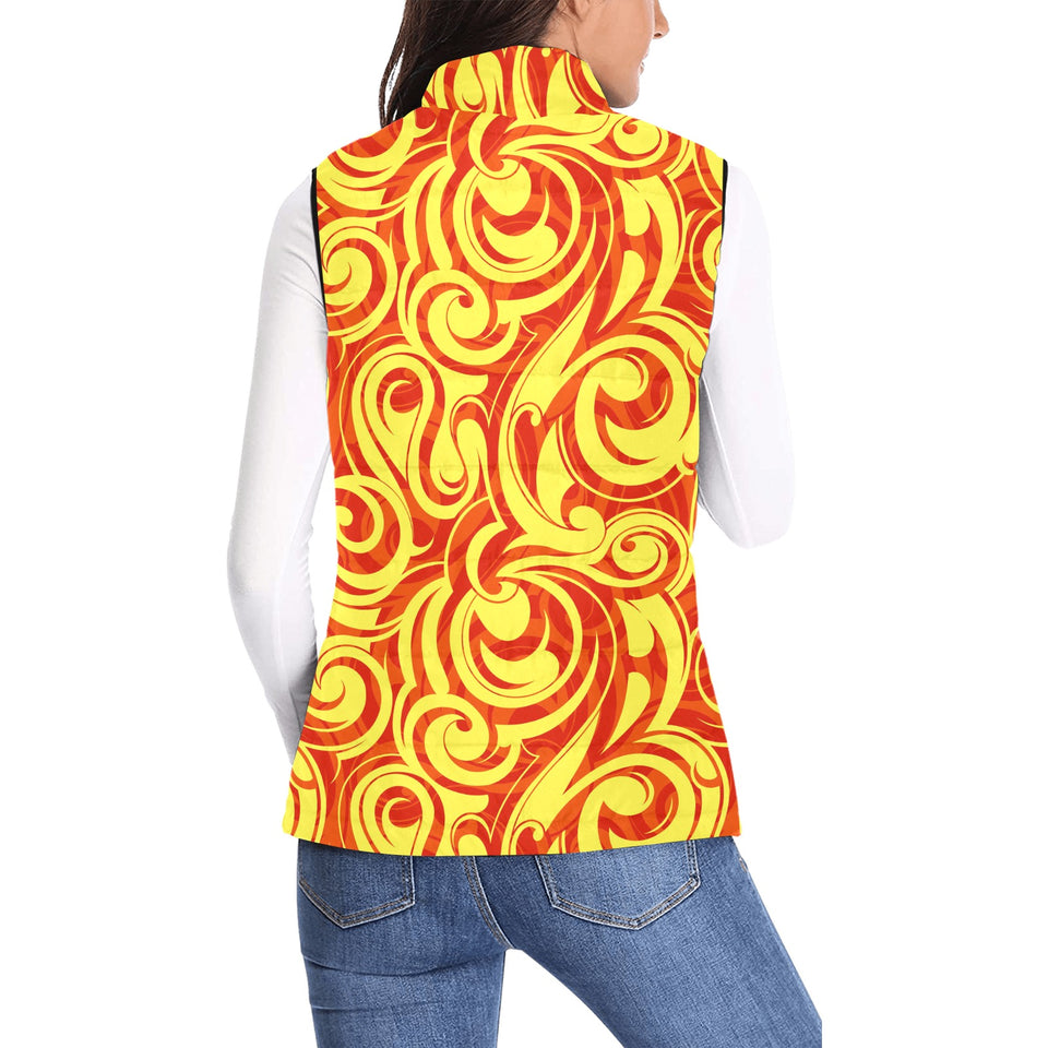 Fire flame design pattern Women's Padded Vest