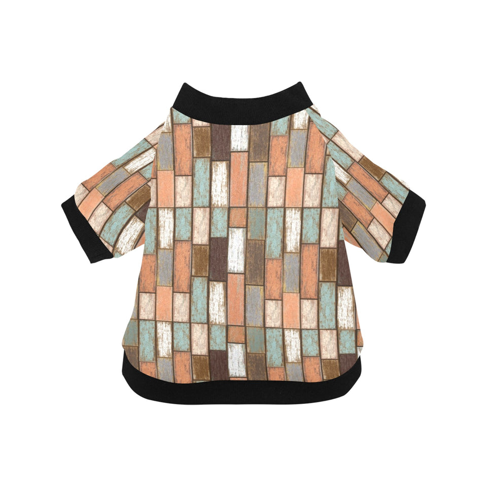 Wood Printed Pattern Print Design 02 All Over Print Pet Dog Round Neck Fuzzy Shirt