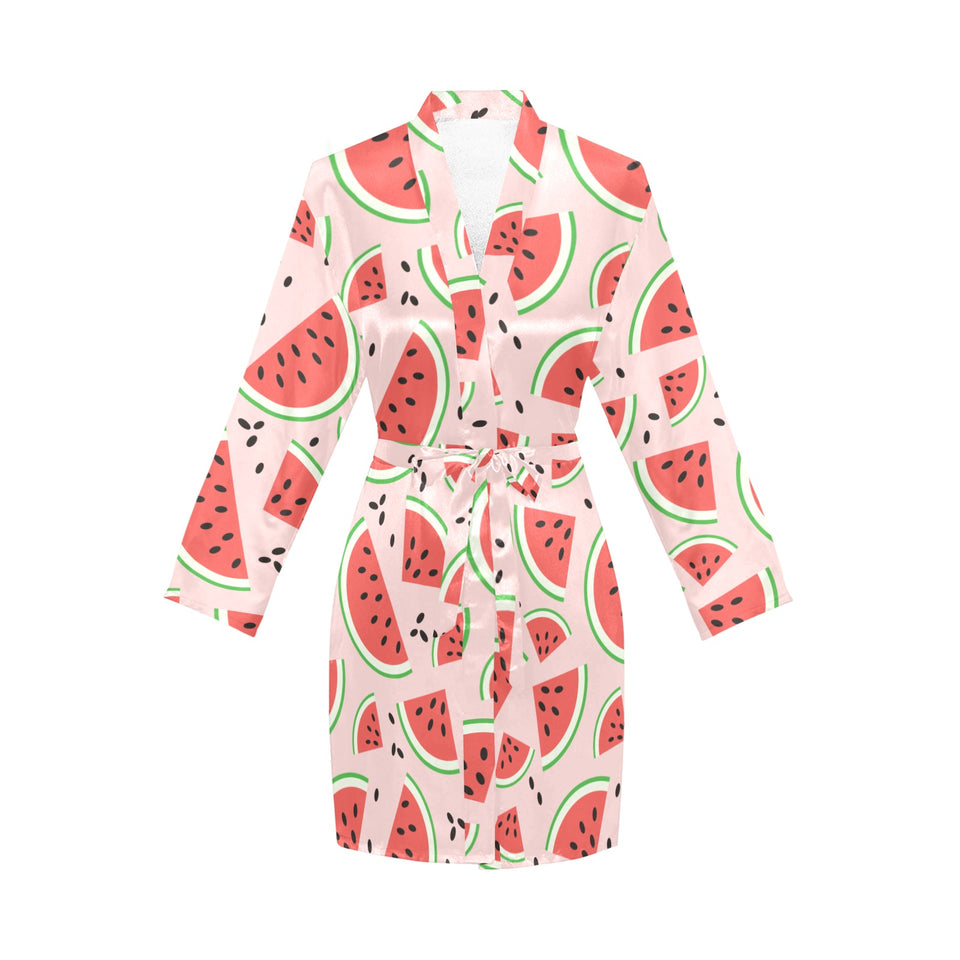 Watermelon pattern Women's Long Sleeve Belted Night Robe
