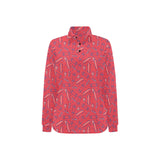 Skate Board Pattern Print Design 01 Women's Long Sleeve Polo Shirt